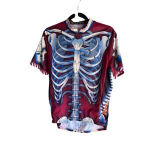PRIMAL WEAR The Bone Collector Cycling Jersey Men’s Skeleton Halloween Blue L
